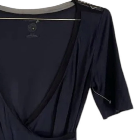 Intimately FP sz S black short sleeve V-neck wrap front thong bodysuit mesh trim - Picture 7 of 16